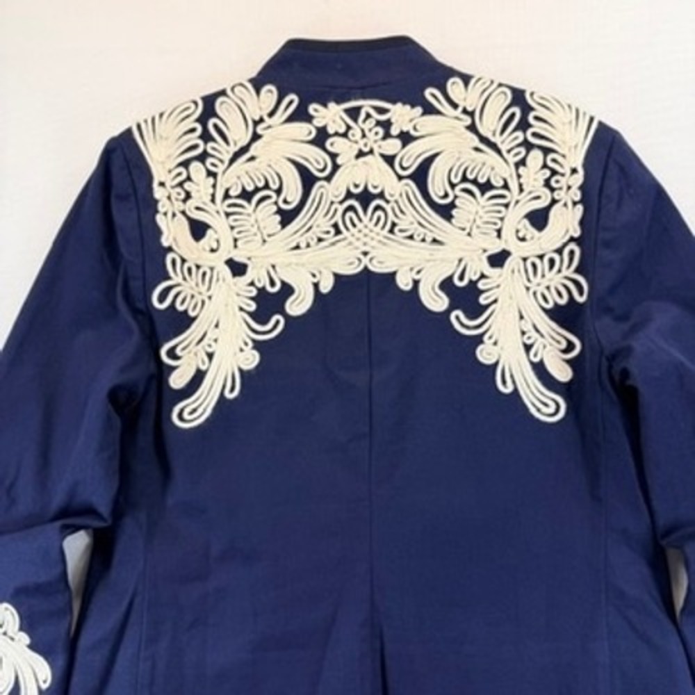 Boden Warwick Embroidered Military Jacket Navy Ivory US 10 - Picture 7 of 16